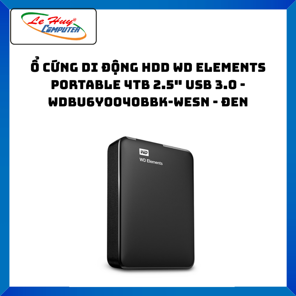 Ổ Cứng Di Động HDD WD Elements Portable 4TB 2.5" USB 3.0 - WDBU6Y0040BBK-WESN -  Hàng Chính Hãng