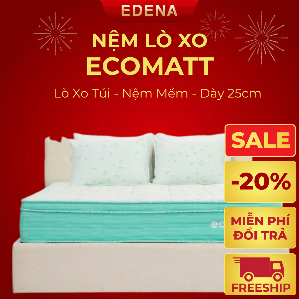 Nệm lò xo túi Ecomat Edena , nệm lò xo cao cấp