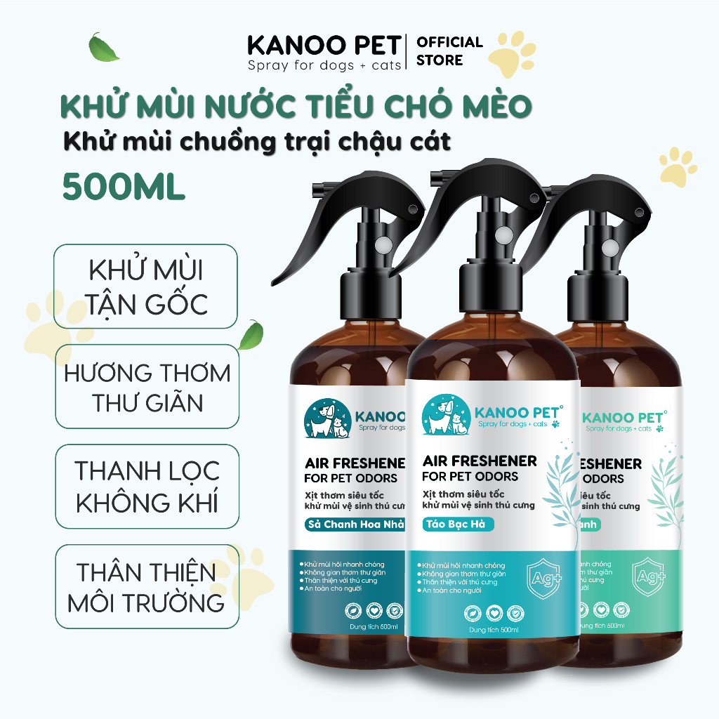 Xịt khử mùi nước tiểu chó mèo KANOO PET khử mùi hôi khai, hỗ trợ PET đi vệ sinh đúng chỗ