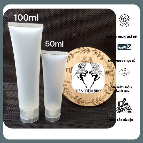 2 Tuýp nhựa mờ 50ml, 100ml nắp mờ