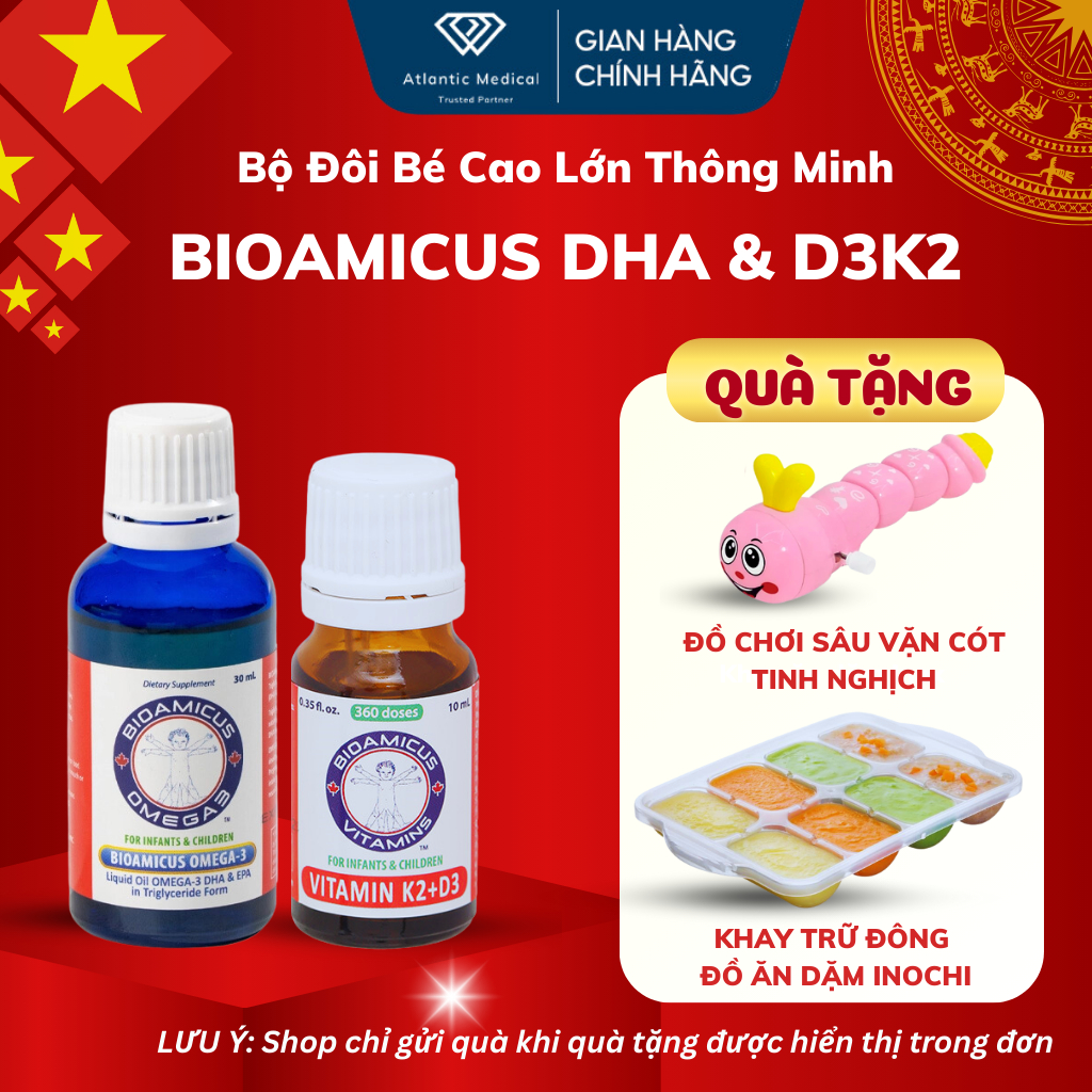 Bộ Đôi Bioamicus Bé Cao Lớn Thông Minh - Bioamicus D3K2 & Bioamicus Omega-3