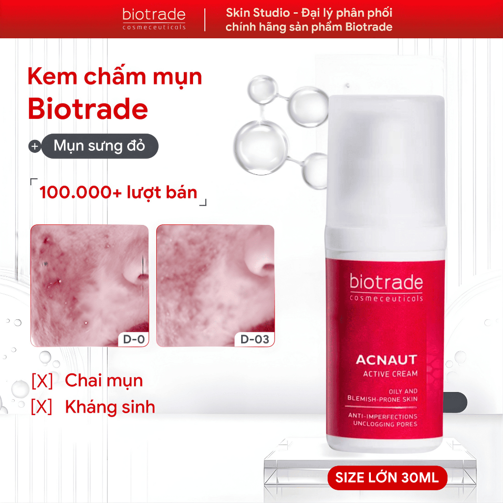 Kem Chấm Mụn Biotrade Acnaut Active Cream giảm đỏ, mờ thâm Biotrade 30ML