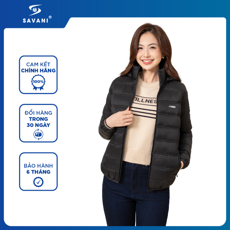 Áo Phao Trần Bông Nữ Siêu Nhẹ SAVANI Hàng Thiết Kế Cao Cấp, Siêu Ấm, Cản Bụi, Cản Gió WPGA003W5
