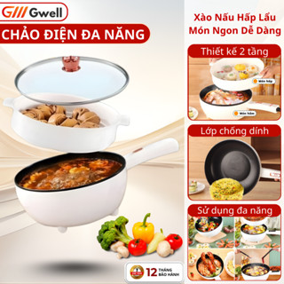 Chảo Điện Đa Năng Chống Dính  Dung Tích 3L Có Tay Cầm Dài Điều Chỉnh Nhiệt Độ Nấu Siêu Tiện Lợi