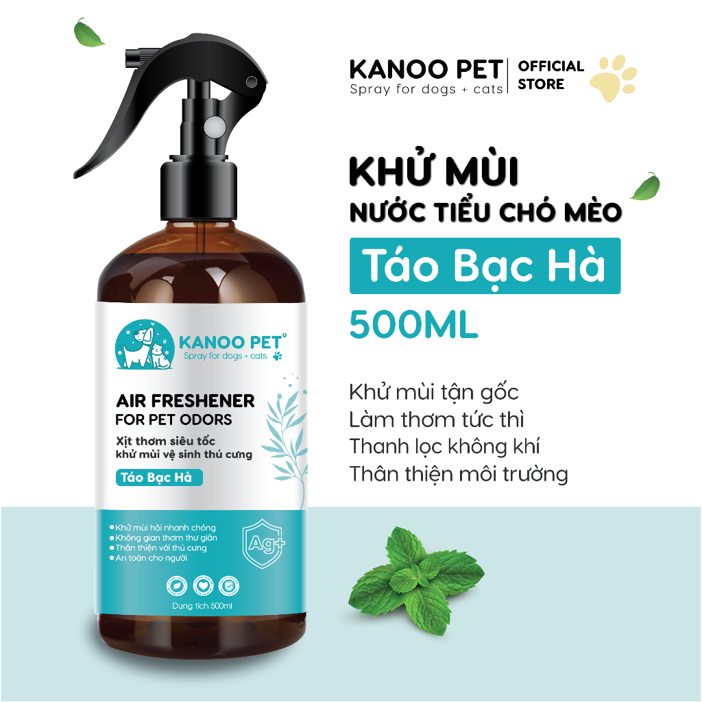 Xịt khử mùi nước tiểu chó mèo Kanoo Pet - Táo Bạc Hà 500ml