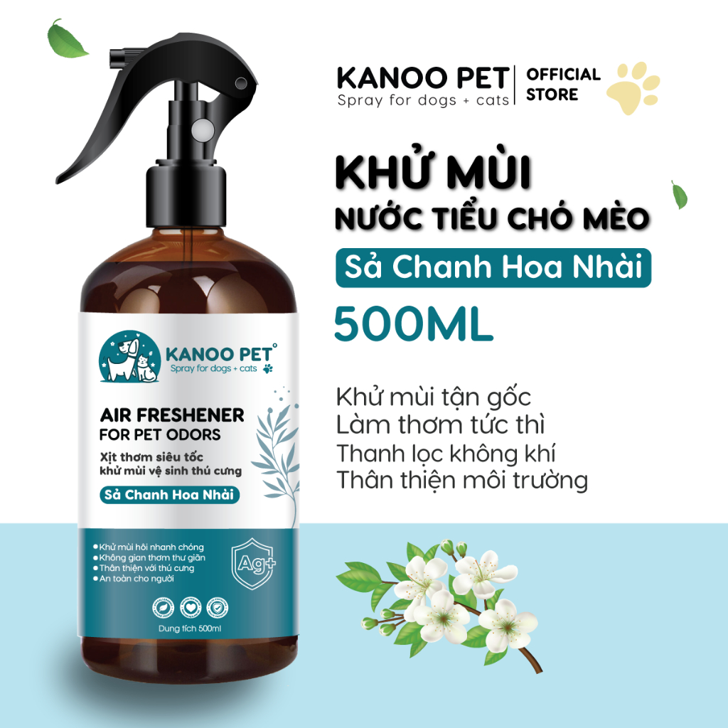 Xịt khử mùi nước tiểu chó mèo Kanoo Pet - Sả Chanh Hoa Nhài 500ml