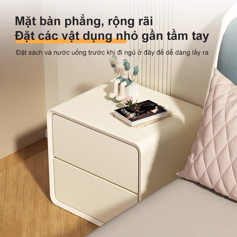 ALVIN Tủ đầu giường Chất liệu da chống thấm nước và chống bám bẩn đóng mở êm ái | BigBuy360 - bigbuy360.vn