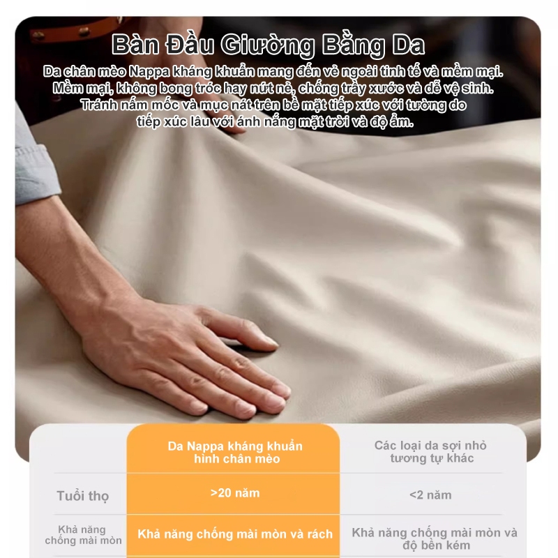 ALVIN Tủ đầu giường Chất liệu da chống thấm nước và chống bám bẩn đóng mở êm ái | BigBuy360 - bigbuy360.vn