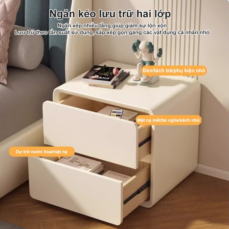 ALVIN Tủ đầu giường Chất liệu da chống thấm nước và chống bám bẩn đóng mở êm ái | BigBuy360 - bigbuy360.vn