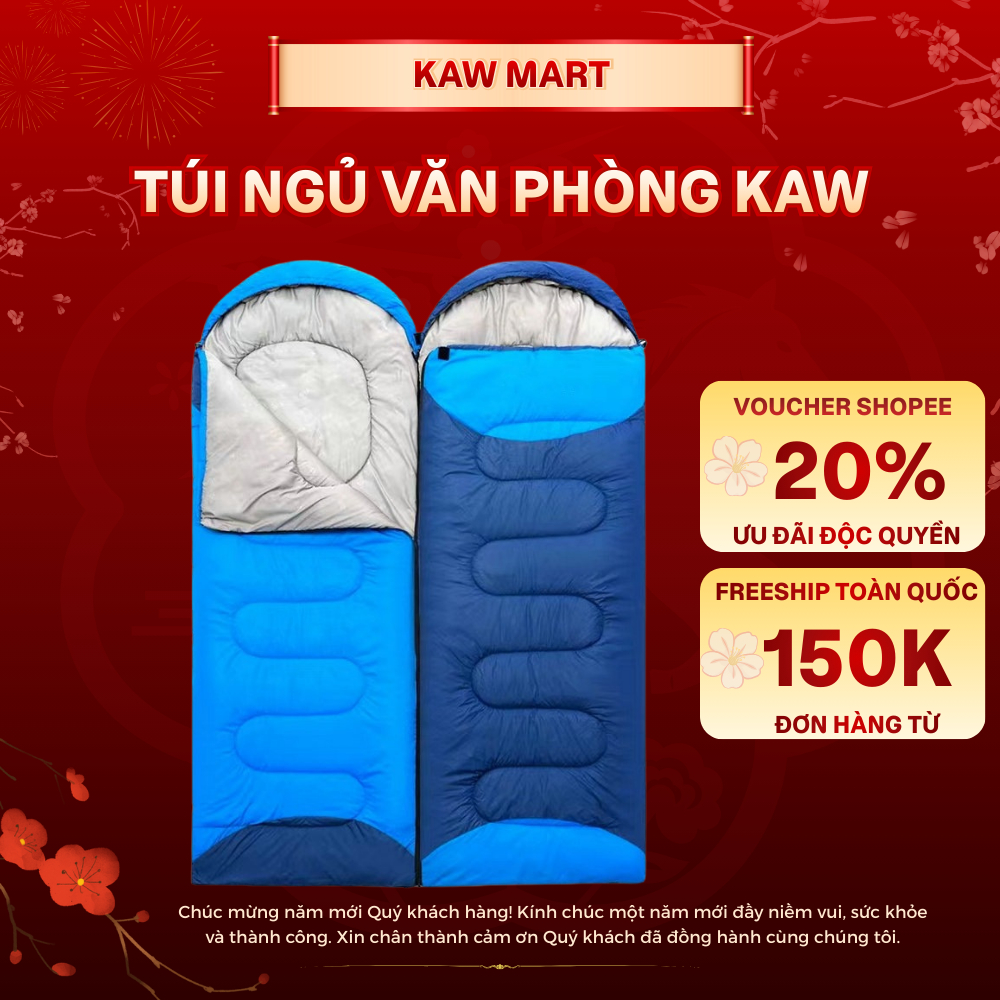 Túi ngủ văn phòng KAW 1.3KG siêu nhẹ, túi ngủ gấp gọn bề mặt chống thấm nước bảo hành 12 tháng