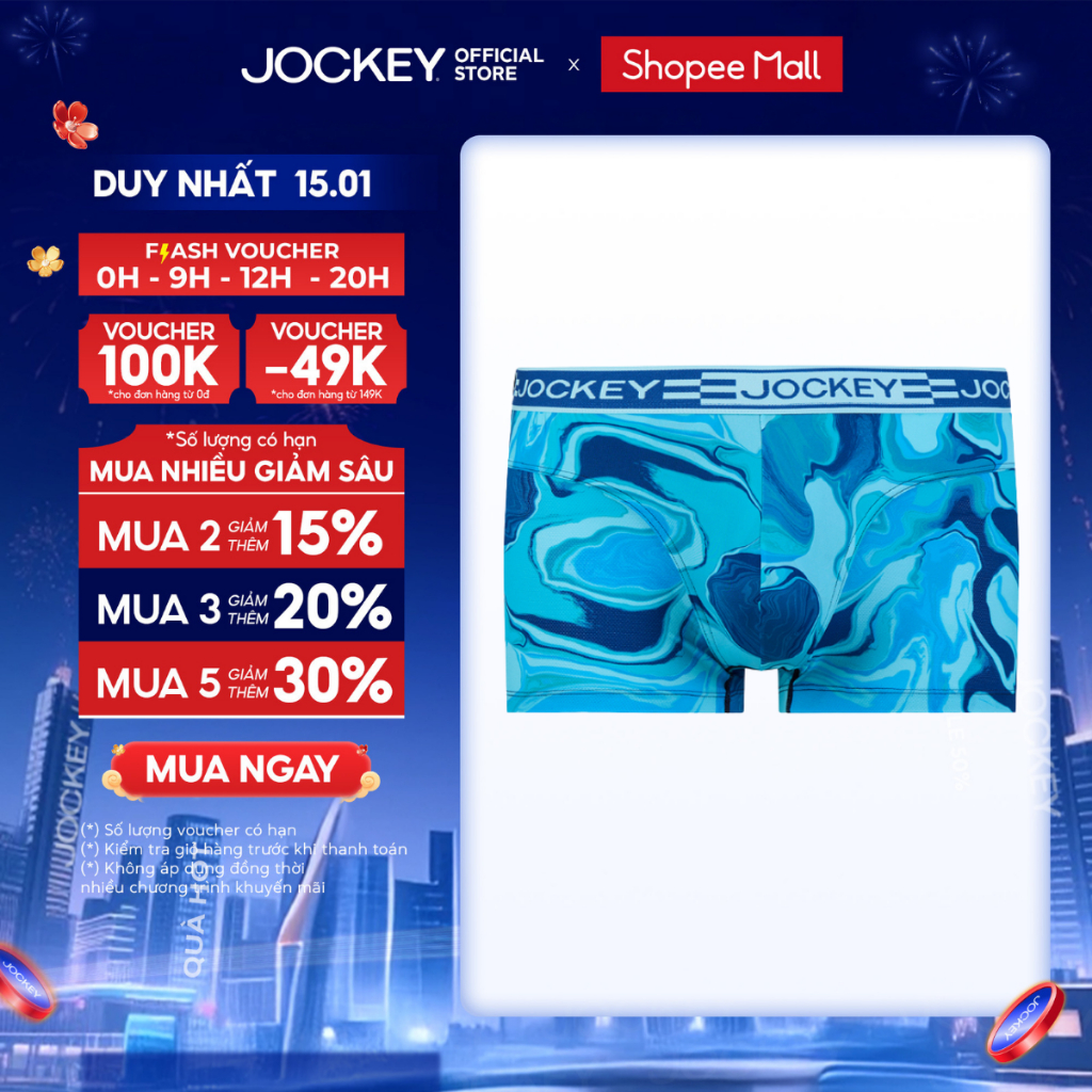 Quần lót nam Jockey polyamide in họa tiết dáng Trunk - J4064