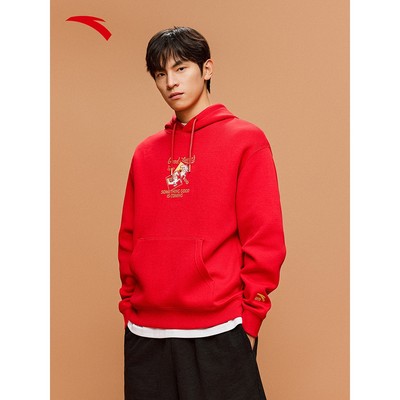 ANTA Nam Good Luck Happen Áo nỉ có mũ Áo Hoodie Hooded Sweatshirt 1526A8707S