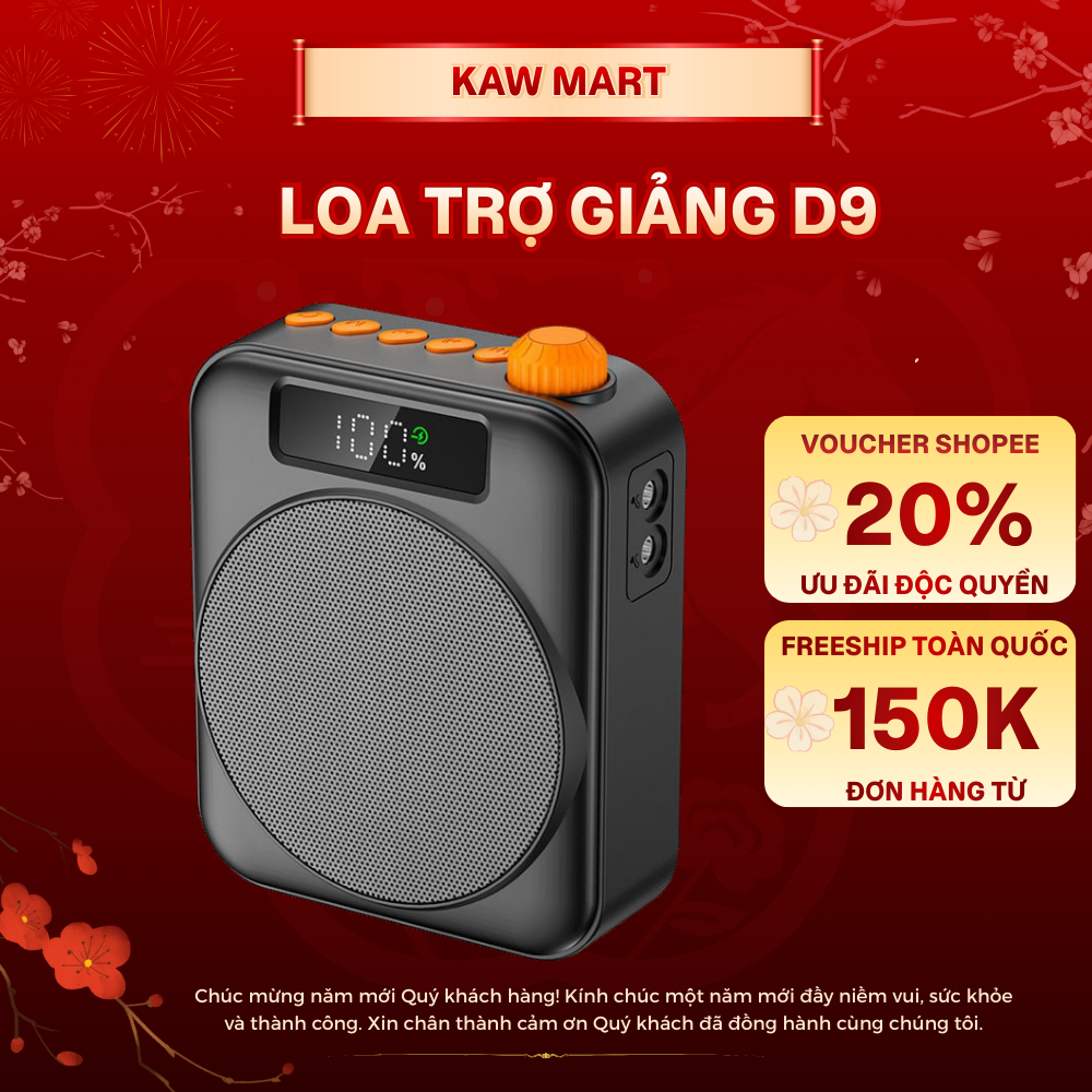 Loa Trợ Giảng D9 Không Dây Cao Cấp Âm Thanh To Rõ Pin Trâu Cho Giáo Viên Giảng Dạy Hướng Dẫn Viên Bảo Hành 12 Tháng