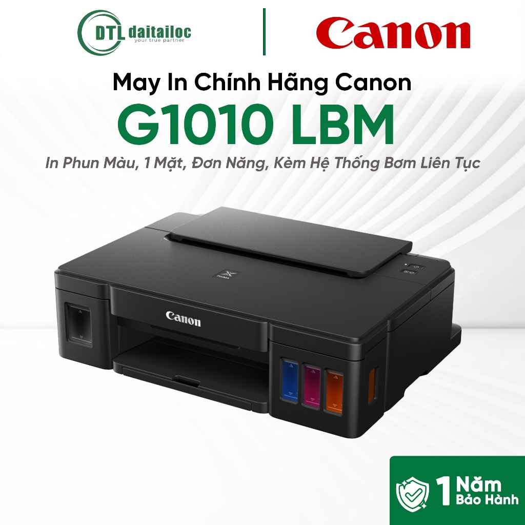 May In Chính Hãng Canon G1010 LBM - In Phun Màu, 1 Mặt, Đơn Năng, Kèm Hệ Thống Bơm | Chính Hãng | Bả