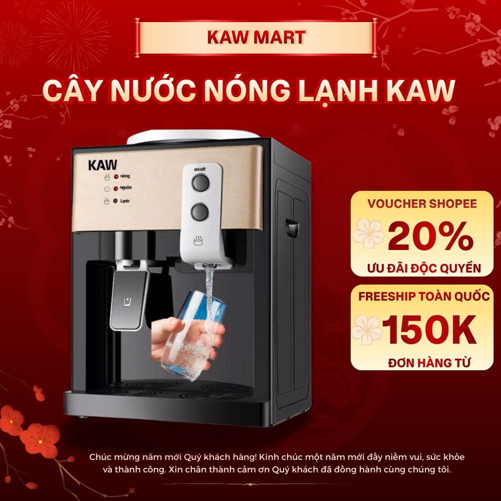 Cây nước nóng lạnh mini KAW làm nóng lạnh siêu tốc, cây nước nóng lạnh để bàn tiết kiệm điện bảo hành 12 tháng