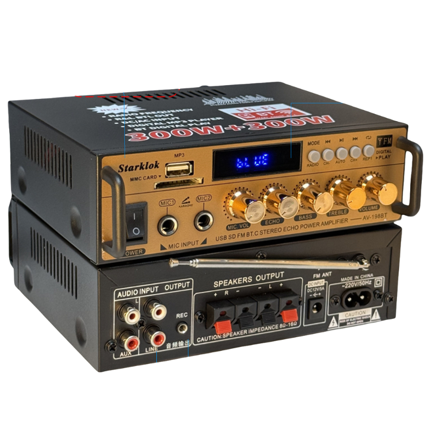 Amply Sunbuck mini 198BB 12V, amply dùng cho xe hơi, gia đình, amply bluetooth đa chức năng