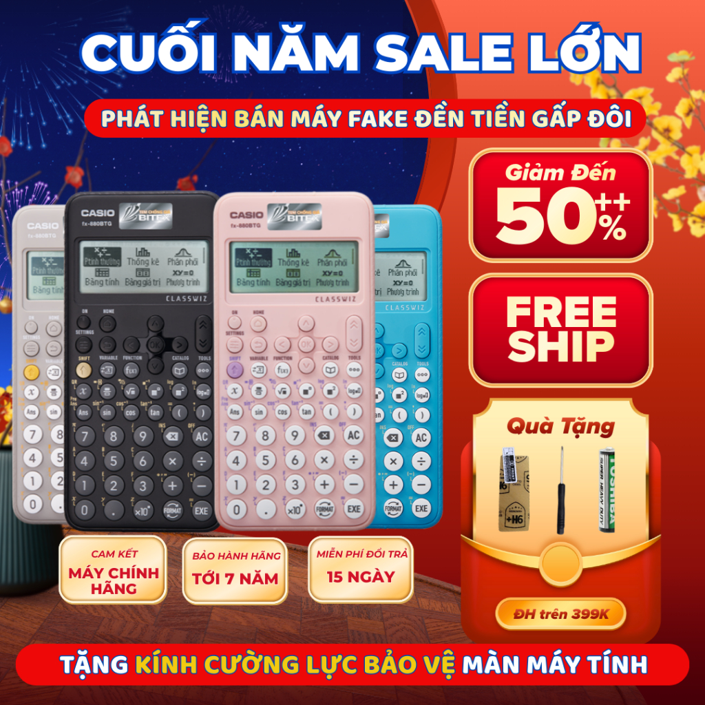 Máy tính học sinh Casio FX-880BTG cũ chính hãng (độ mới 80-99%) | Dòng máy mới nhất dành cho học sin