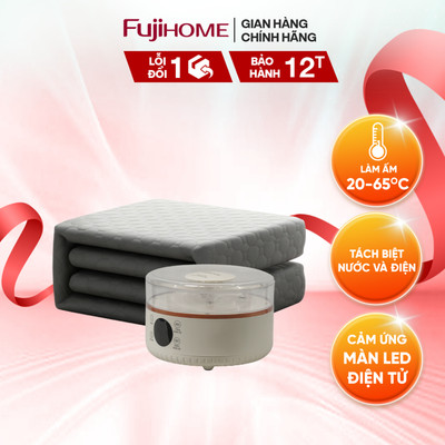 Chăn sưởi điện Fujihome HB1820E làm ấm bằng nước, màn hình LCD cảm ứng và hẹn giờ lên đến 12 tiếng