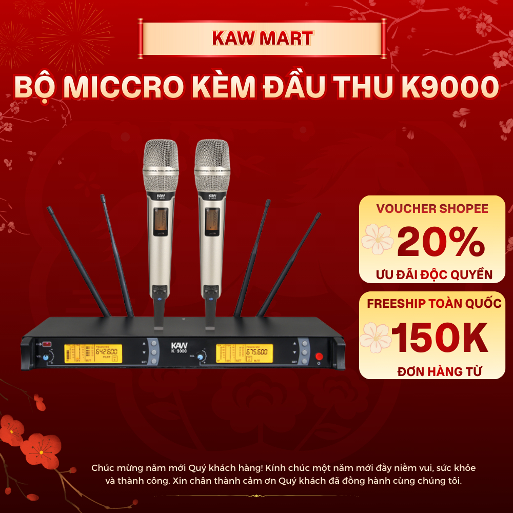 Micro Karaoke KAW K9000, Micro Không dây Bluetooth Có Đầu Thu, Hát Hay, Cho Giọng Chuẩn
