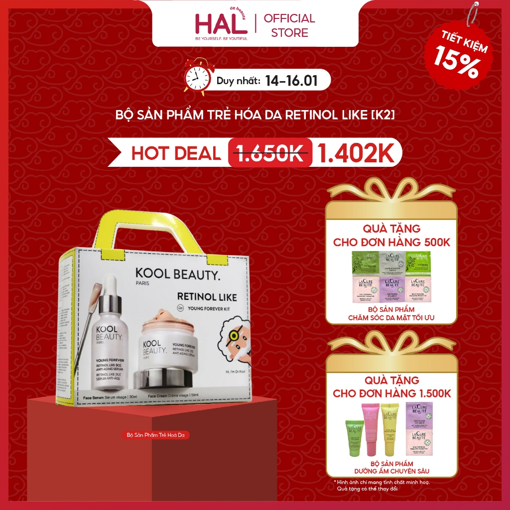 Bộ Sản Phẩm Trẻ Hóa Da Kool Beauty Retinol Like K2 Retinol Like [K2] Anti-Aging