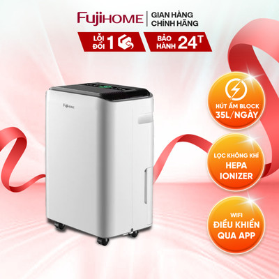 Máy hút ẩm block 35L nhập khẩu FUJIHOME DH35W-HEPA công suất 35 lít/ ngày lọc không khí bụi mịn