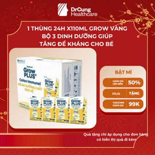 1 Thùng GROW VÀNG 24 Hộp 110ml Sữa Dinh Dưỡng Nutifood Sweden GrowPLUS+ Sữa Non Immunel Tăng Đề Kháng (24 Hộp x 110ml)