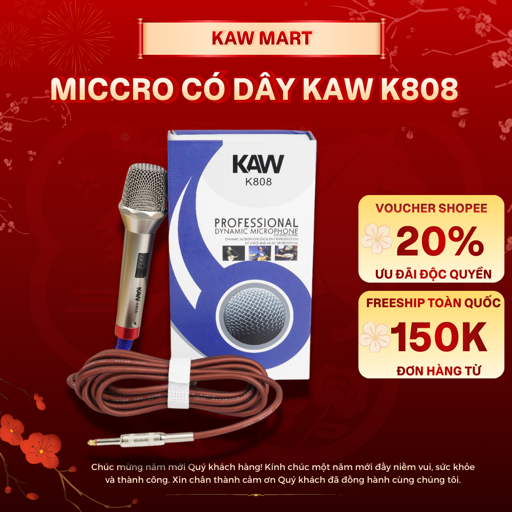Micro Karaoke KAW Lọc Âm Tốt, Chống Hú, Chống Ồn, Hát Hay Dây Dài 5M Sử Dụng Trong Gia Đình