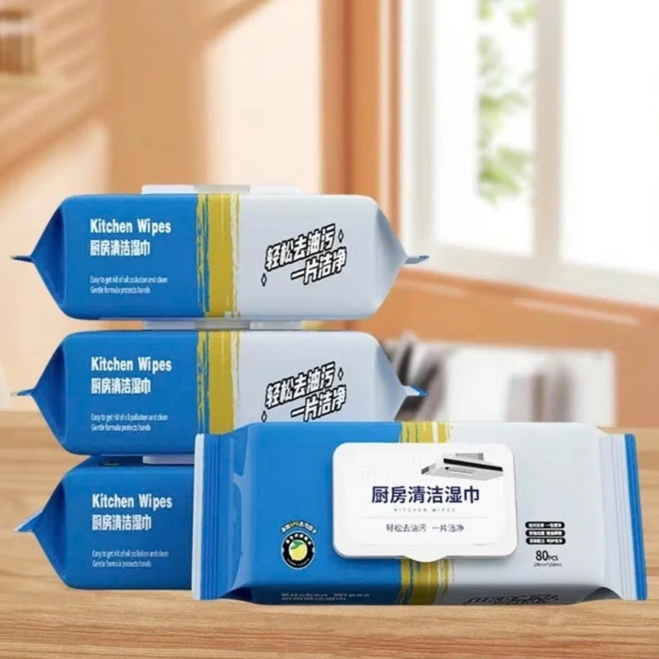 Combo 3-6 gói khăn ướt lau bếp lau đồ đa năng 80 tờ hương chanh xả