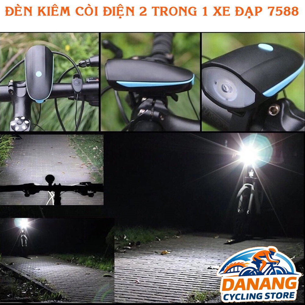 Đèn Xe Đạp Kèm Còi 2in1 7588 – Sạc USB – An Toàn Khi Đi Đêm