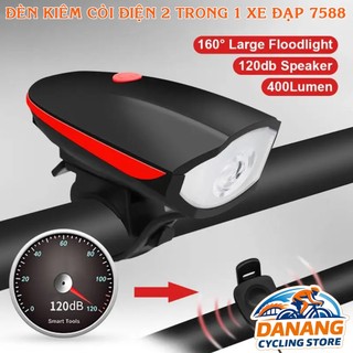 Đèn Xe Đạp Kèm Còi 2in1 7588 – Sạc USB – An Toàn Khi Đi Đêm