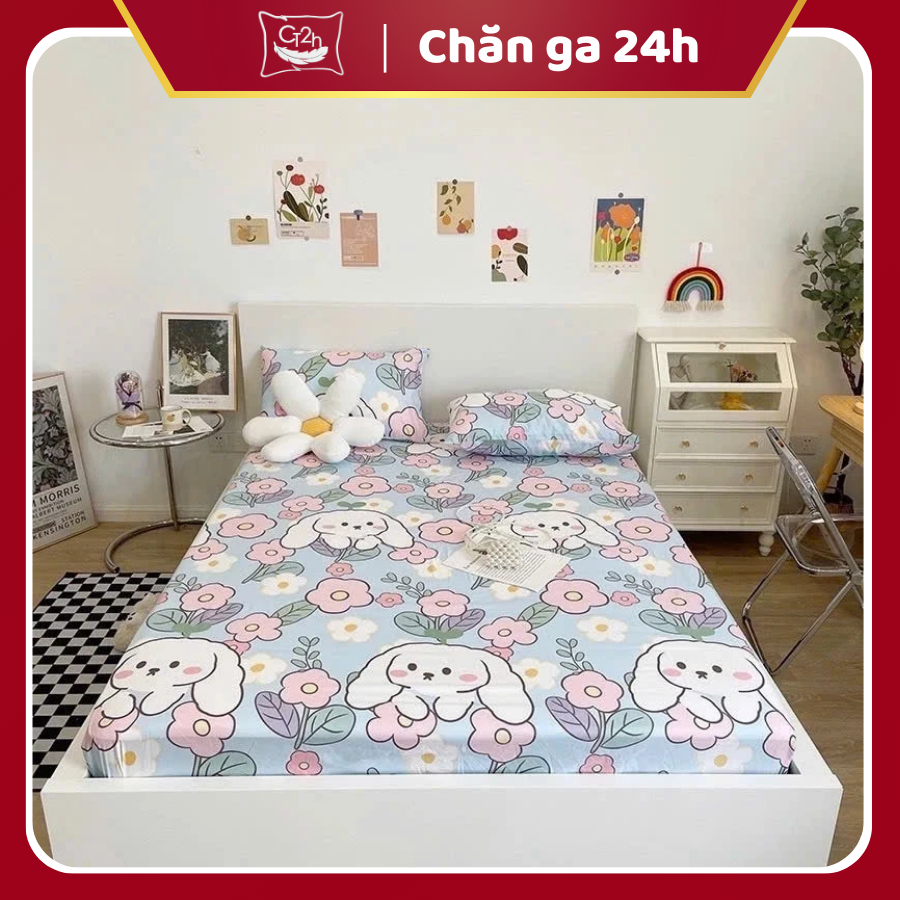 Sét ga gối 3 món Poly cotton 1m/m2/m5/m6/m8 Drap giường, Ga trải giường + 2 vỏ gối nằm Bốn Mùa