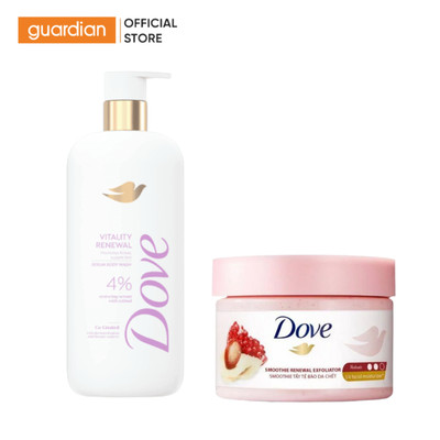 Combo Sữa Tắm Serum Dove 547ml & Tẩy Tế Bào Chết Smoothie Dove Hương Lựu Đỏ 298g