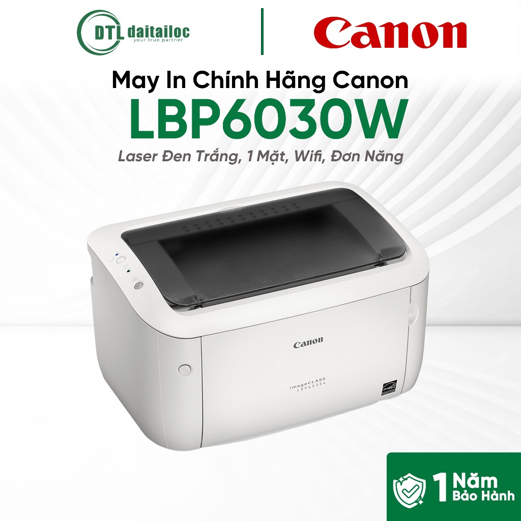 Máy In Chính Hãng Canon LBP6030W - Laser Đen Trắng, 1 Mặt, Wifi, Đơn Năng | Chính Hãng | Bảo Hành 12