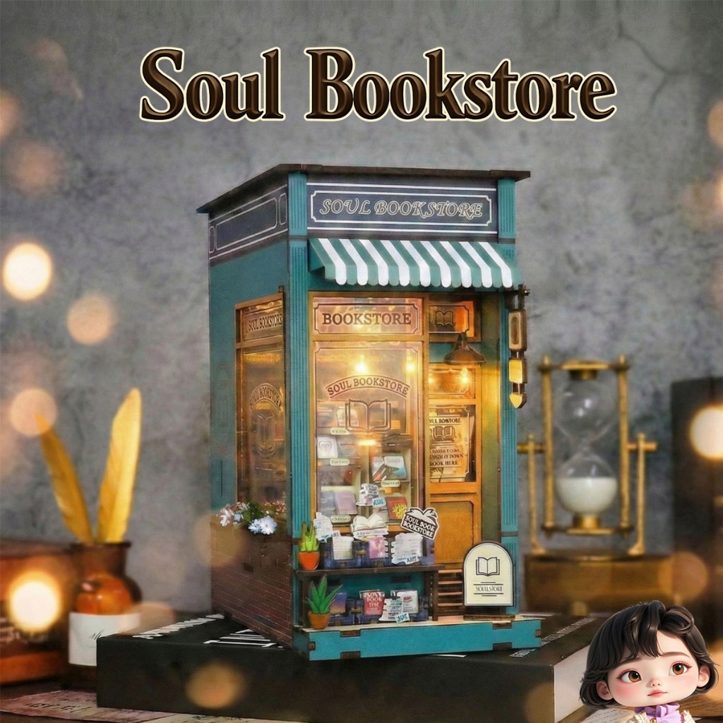 Mô Hình Nhà Búp Bê Gỗ DIY Soul Bookstore | Tự Lắp Ráp | Mua 1 Tặng 3 Túi Mù 📚