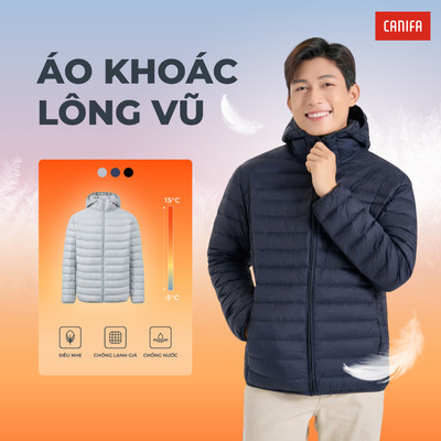 Áo khoác lông vũ nam CANIFA siêu nhẹ chống thấm nước PS25 8OT25W021