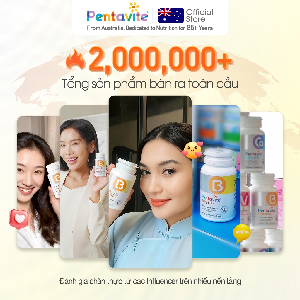 Pentavite Lemon Soda (30 viên) - Vitamin B Complex, tăng sức khỏe, miễn dịch, bổ sung dưỡng chất.