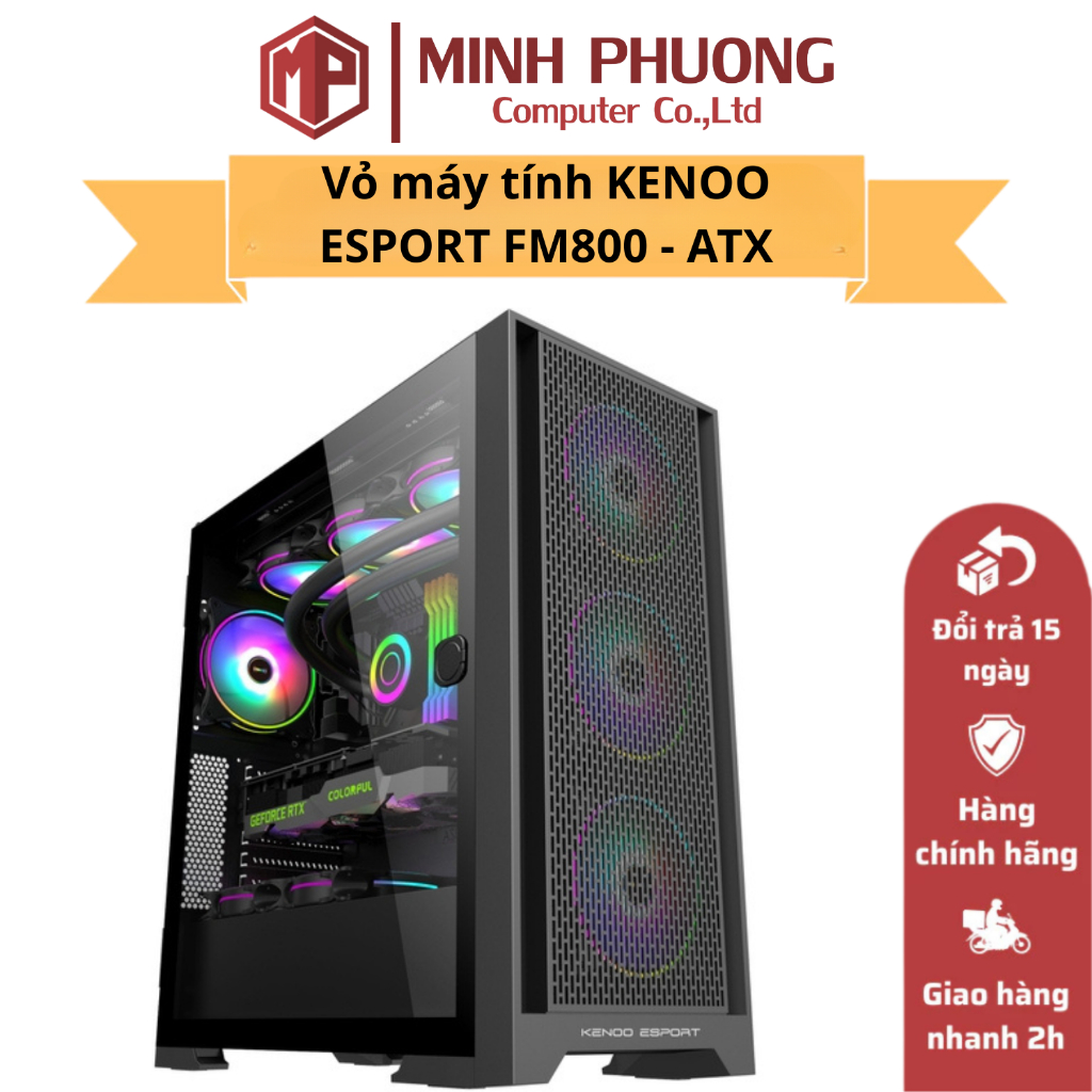 Vỏ Case Máy Tính KENOO ESPORT FM800 – Full Tower ATX / E-ATX, Kính Cường Lực, Hỗ Trợ AIO 360mm