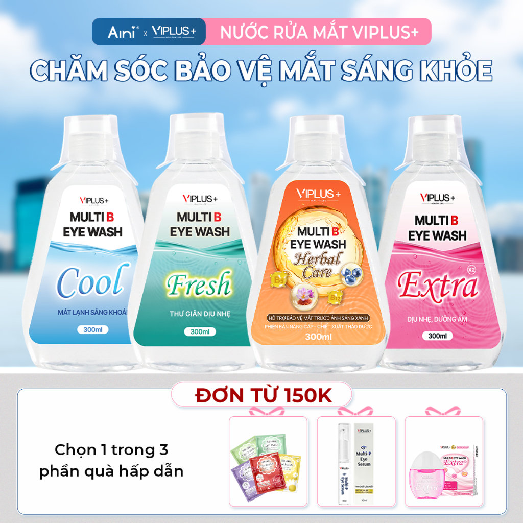Nước Rửa Mắt VIPLUS+ Multi B Eye Wash Bổ Sung Độ Ẩm, Vitamin Cho Mắt