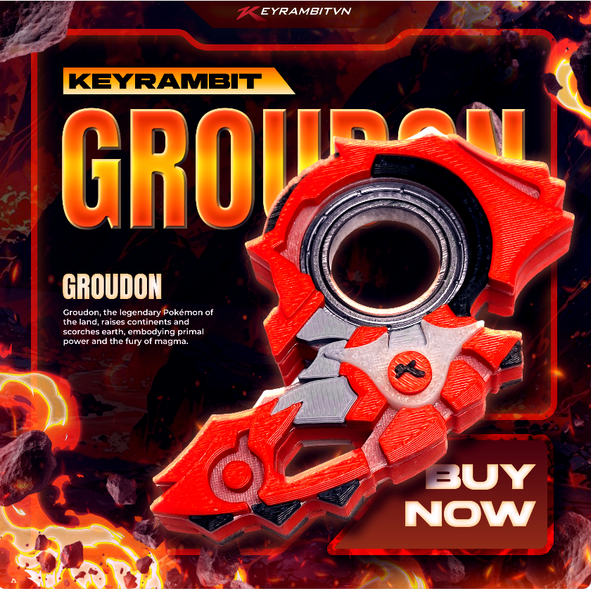 [POKÉMON] Keyrambit Groudon – Primal Continent – Keyrambitvn – Móc Khoá Xả Stress