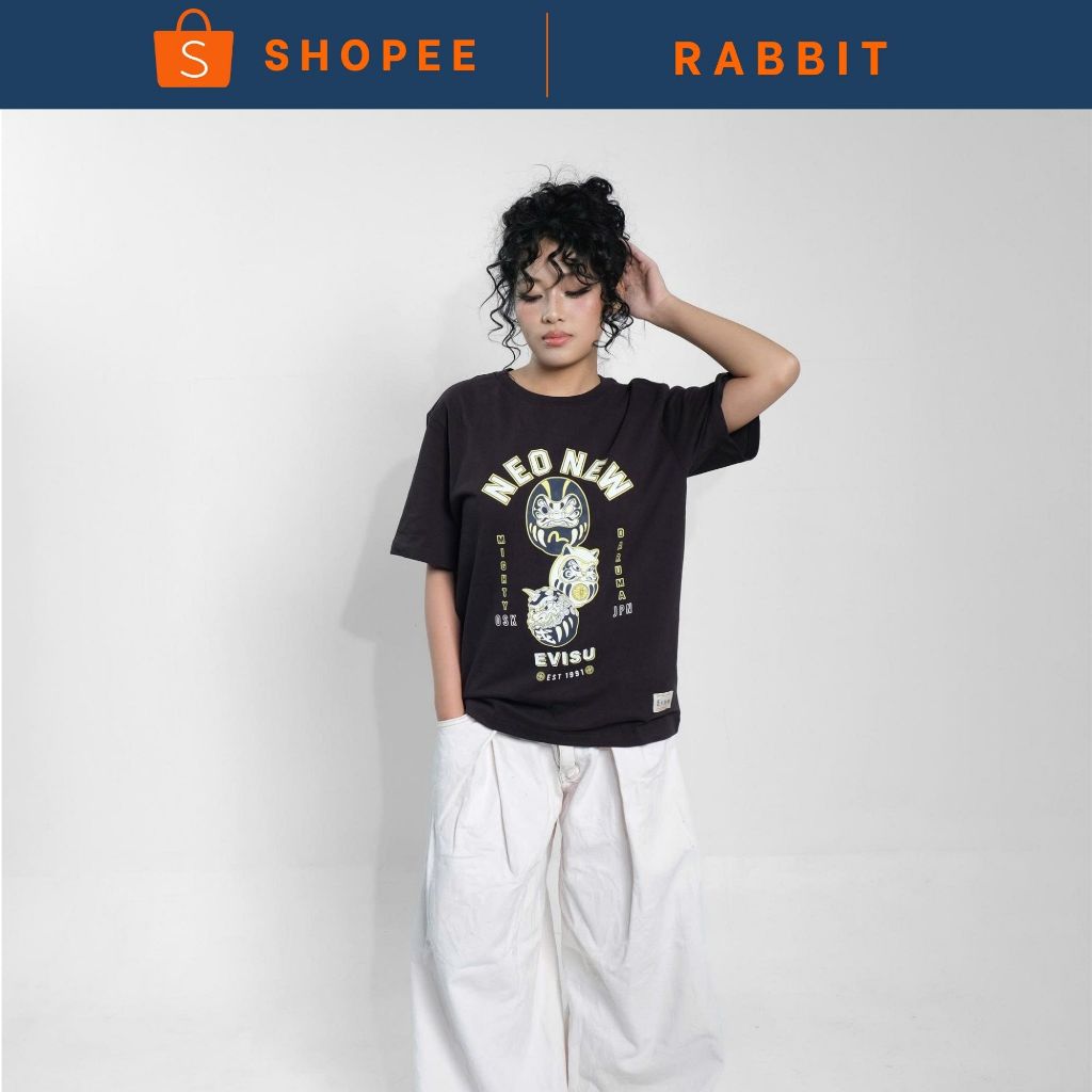 Áo Thun Evisu Daruma Đen Hàng Chính Hãng | Rabbit Authentic