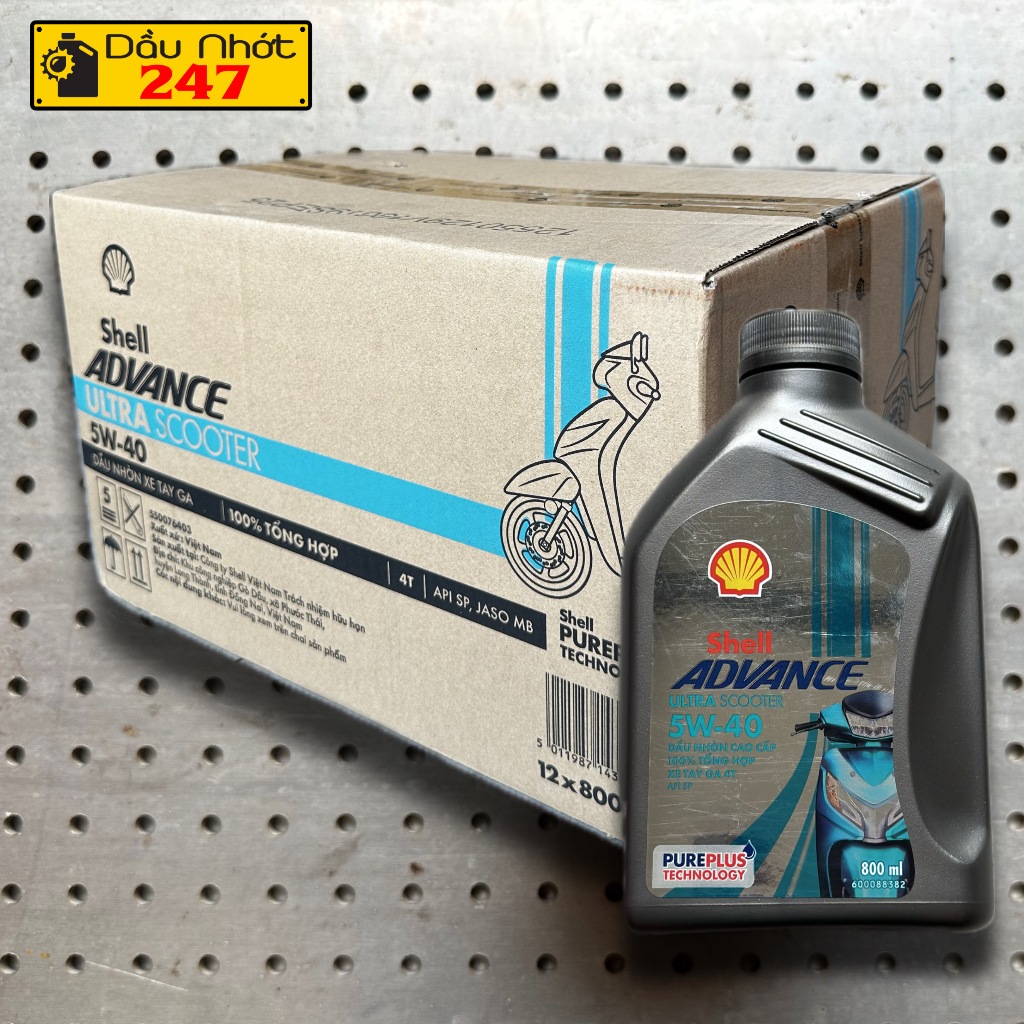 Thùng nhớt Shell Advance Ultra Scooter 5w40 800ml