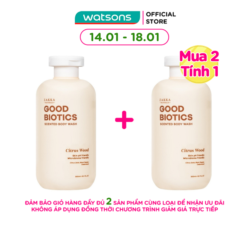 Sữa Tắm Zakka Naturals Good Biotics Hương Citrus Wood 300ml