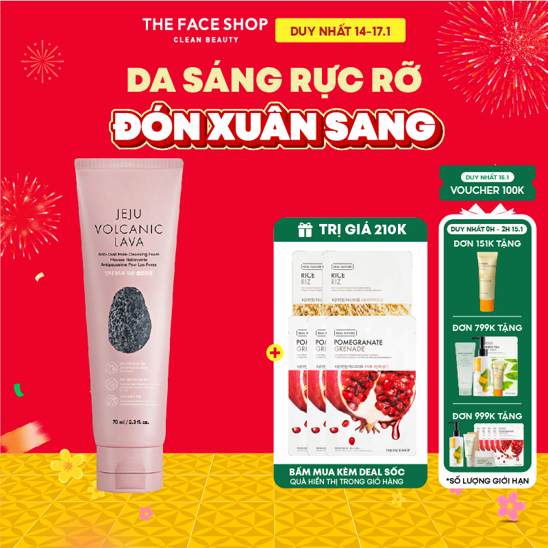 [SALE]Sữa Rửa Mặt Làm Sạch Lỗ Chân Lông THE FACE SHOP Jeju Volcanic Lava Anti Dust Pore Cleansing 70ml