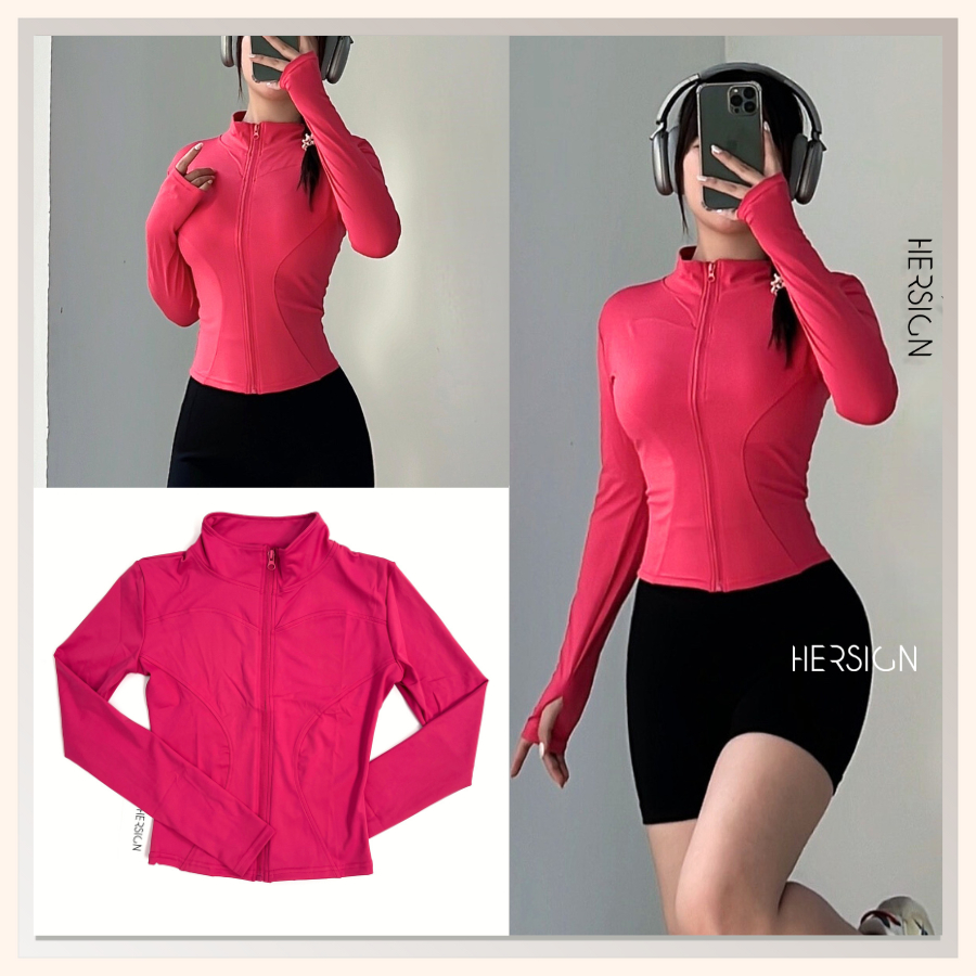 HERSIGN Áo khoác thể thao tay dài Áo tập gym Áo khoác Chạy bộ Đạp xe AO26B HERSIGN Open Air