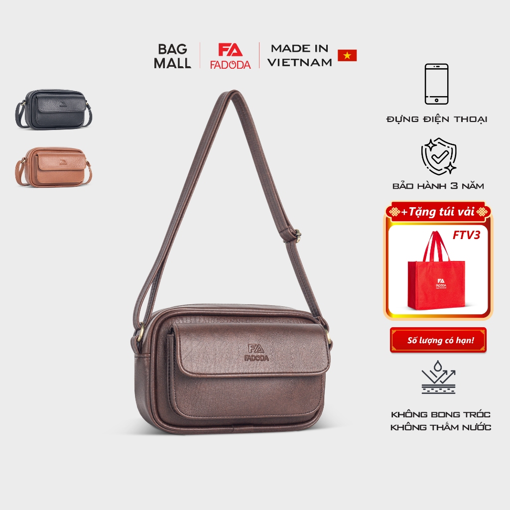 Túi đeo chéo da Unisex dáng ngang FADODA FN11