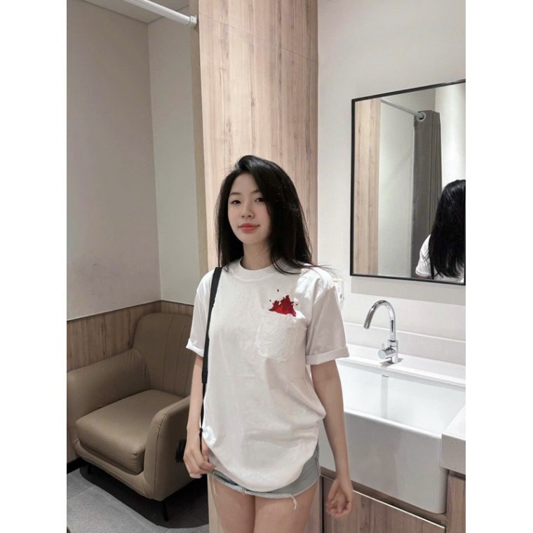 [New] Áo Thun Thêu Logo LOWE NGỌN LỬA Mix Túi Chất Cotton Form Rộng Thời Trang Nữ Nam 2026