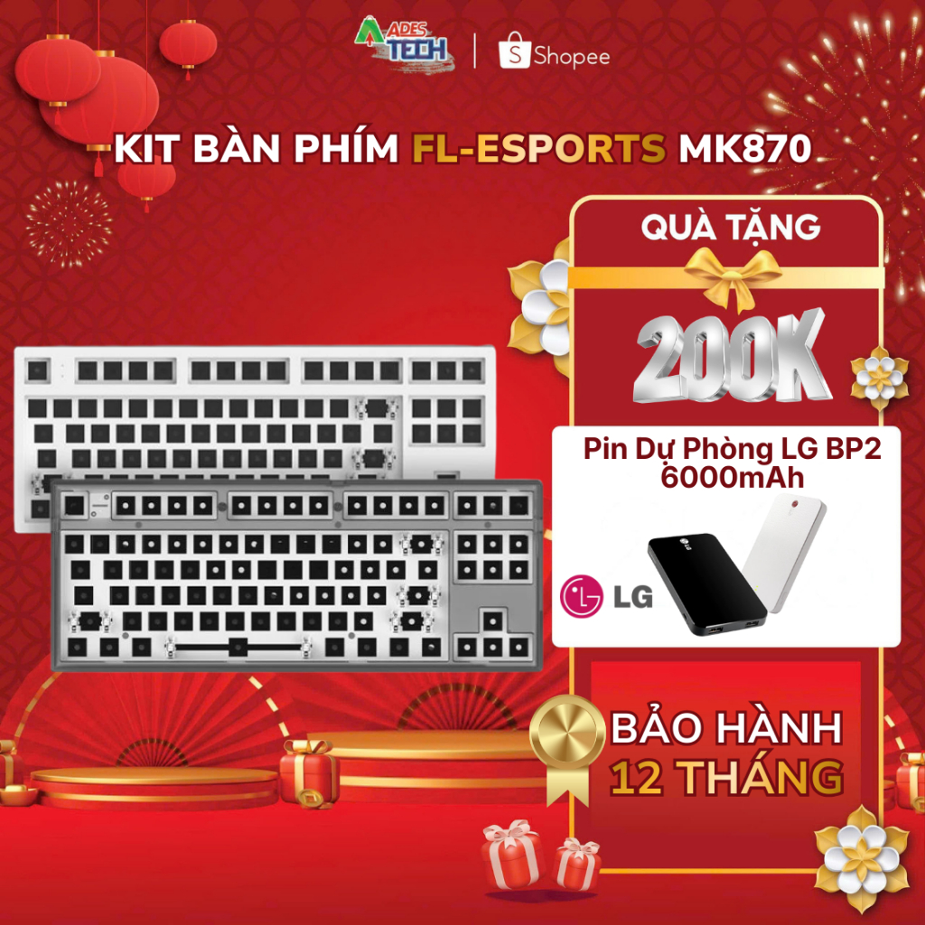 [Xả Kho] Kit Bàn Phím Cơ FL-Esports MK870✔️1 & 3 Mode ✔️Kết Nối Type-C, Hotswap, RGB, Linh Hoạt Đa C