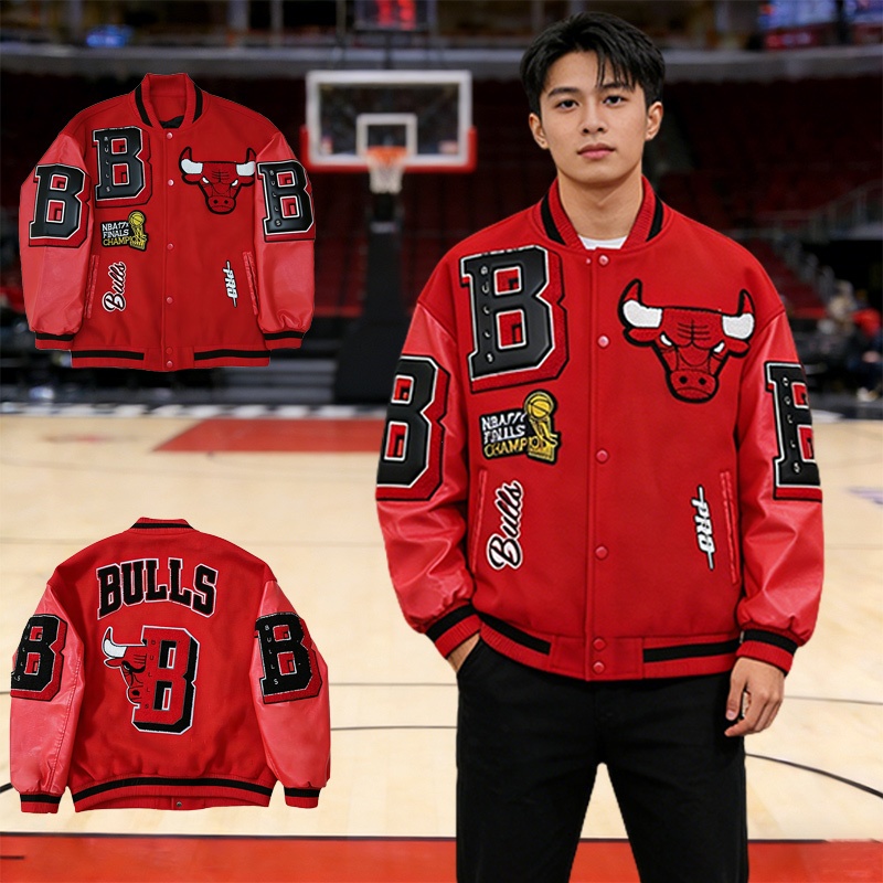 【Local Brand】Áo Varsity Jacket NBA Chicago Bulls Thêu Cao Cấp,Áo Khoác Kỷ Niệm Danh Hiệu Vô Địch Mic