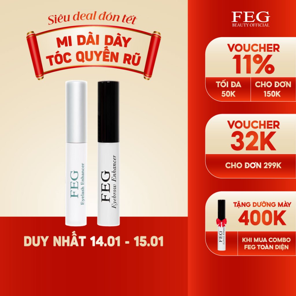 Combo Dưỡng Mi FEG + Dưỡng Mày FEG - Mi Dài Mày Rậm - 3ml