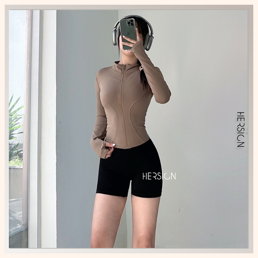 HERSIGN Bộ quần áo thể thao chạy bộ nữ Đồ tập gym nữ Quần áo đạp xe nữ SMIXA26N12B - HERSIGN Open Ai